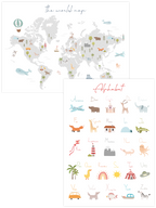 Resimli Dünya Haritası & Alfabe - Poster Seti Duo