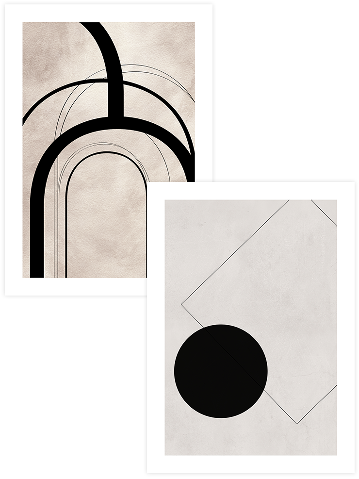 Geometric Shapes - Poster Seti Duo Sanatsal Poster