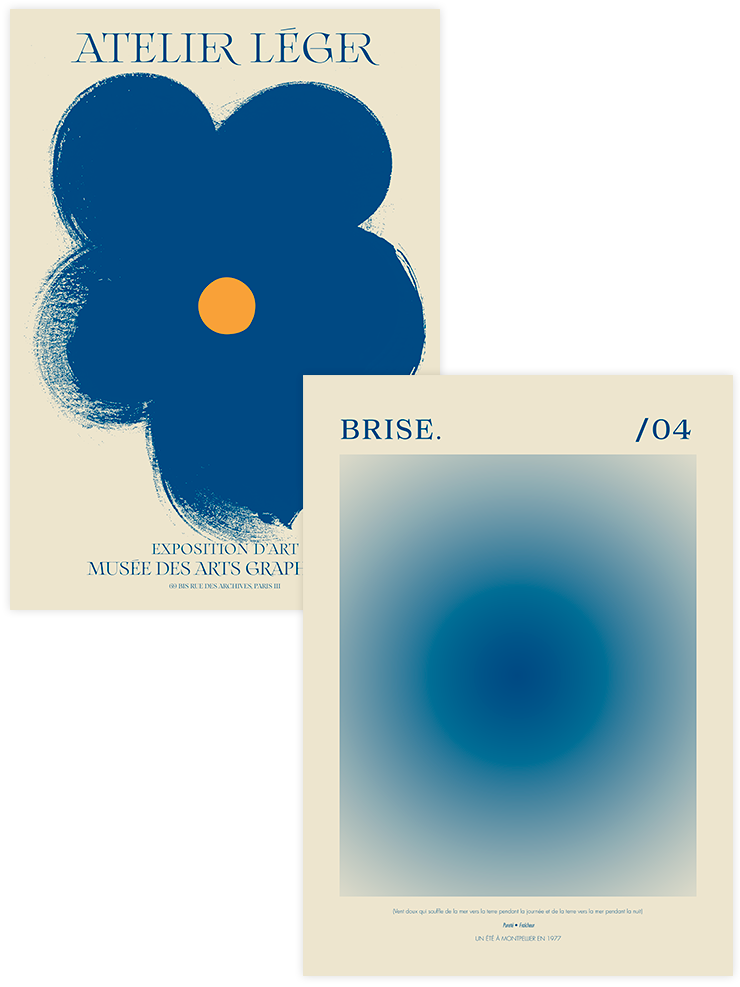 Blue Aura - Poster Seti Duo Sanatsal Poster