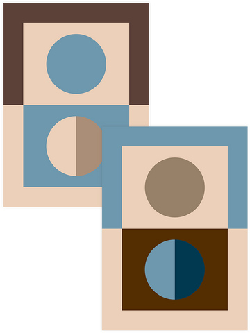 Blue, Brown, Beige - Poster Seti Duo