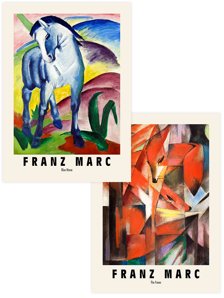 Franz Marc Foxes & Horse - Poster Seti Duo Ünlü Ressamlar Poster
