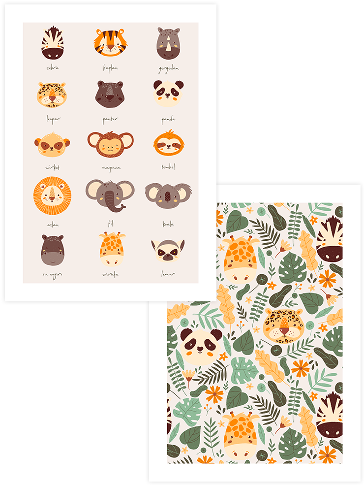 Ormandaki Sevimli Hayvanlar - Poster Seti Duo