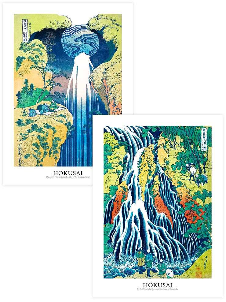 Hokusai Waterfalls - Poster Seti Duo Ürün ana görseli
