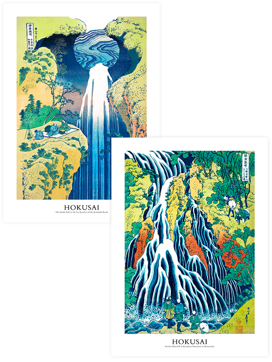 Hokusai Waterfalls - Poster Seti Duo