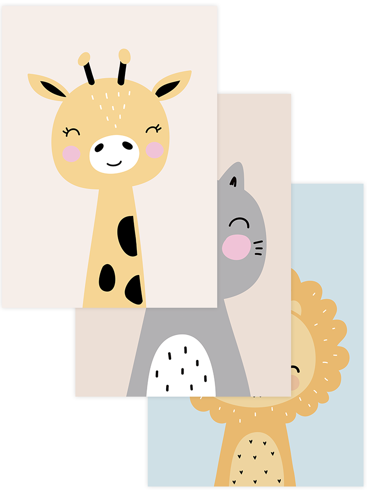 Sempatik Hayvanlar - Poster Seti Trio Ürün ana görseli