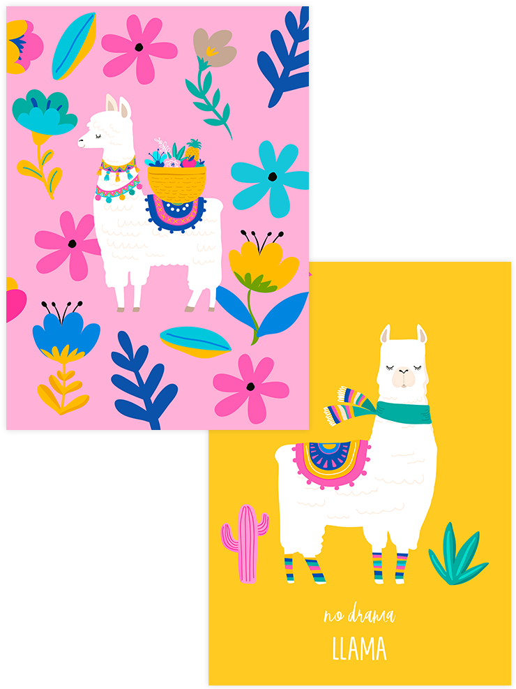 Renkli Lamalar - Poster Seti Duo Ürün ana görseli