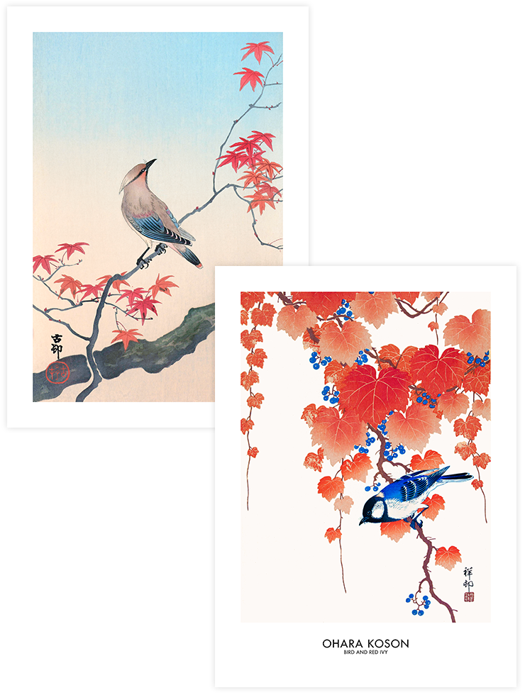 Ohara Koson Birds - Poster Seti Duo Ünlü Ressamlar Poster