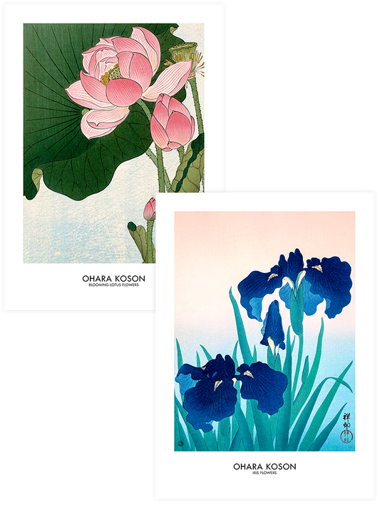 Ohara Koson Iris & Lotus - Poster Seti Duo