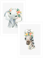 Koket Fil & Zebra - Poster Seti Duo