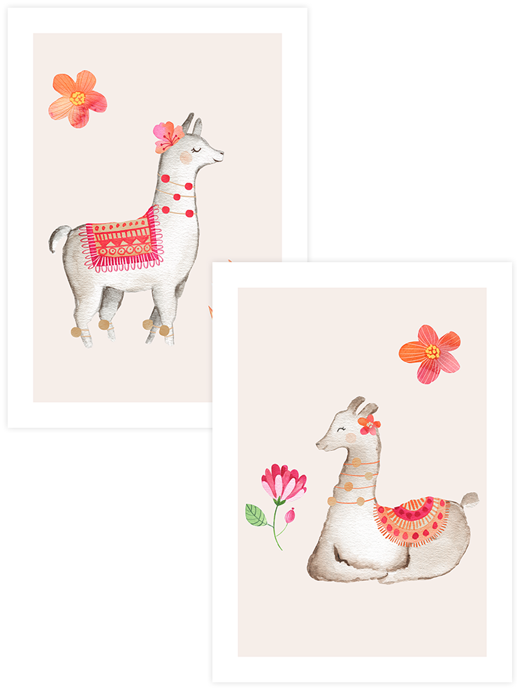 Sevimli Lamalar - Poster Seti Duo Ürün ana görseli