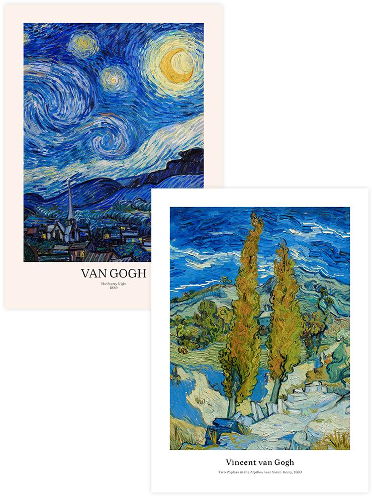 Van Gogh Two Poplars - Poster Seti Duo Ünlü Ressamlar Poster