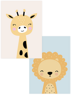 Sempatik Zürafa & Aslan - Poster Seti Duo