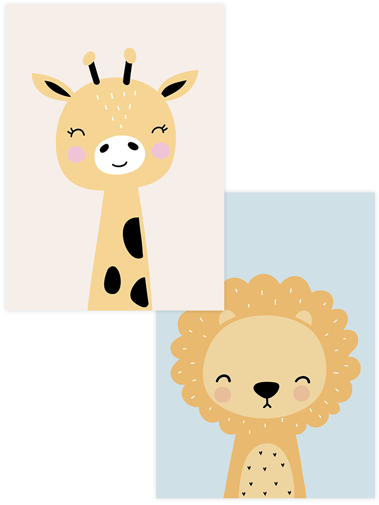 Sempatik Zürafa & Aslan - Poster Seti Duo