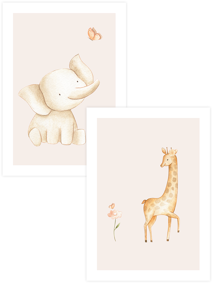 Fil & Zürafa  - Poster Seti Duo Ürün ana görseli