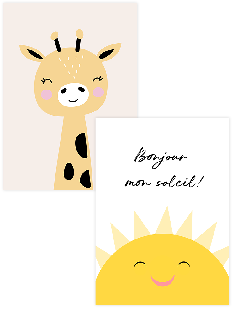 Sempatik Zürafa & Güneş - Poster Seti Duo Ürün ana görseli