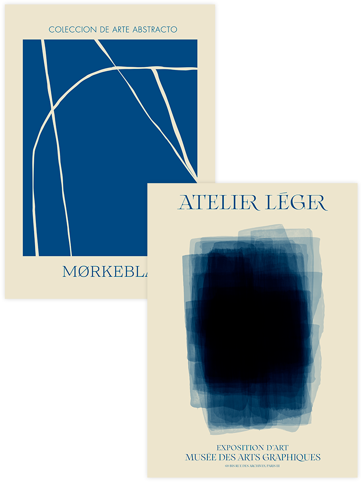 Blue & Beige - Poster Seti Duo Sanatsal Poster