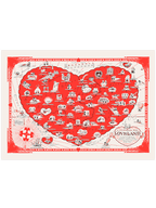 Vintage Sevgi Ülkesi Haritası - Art Print