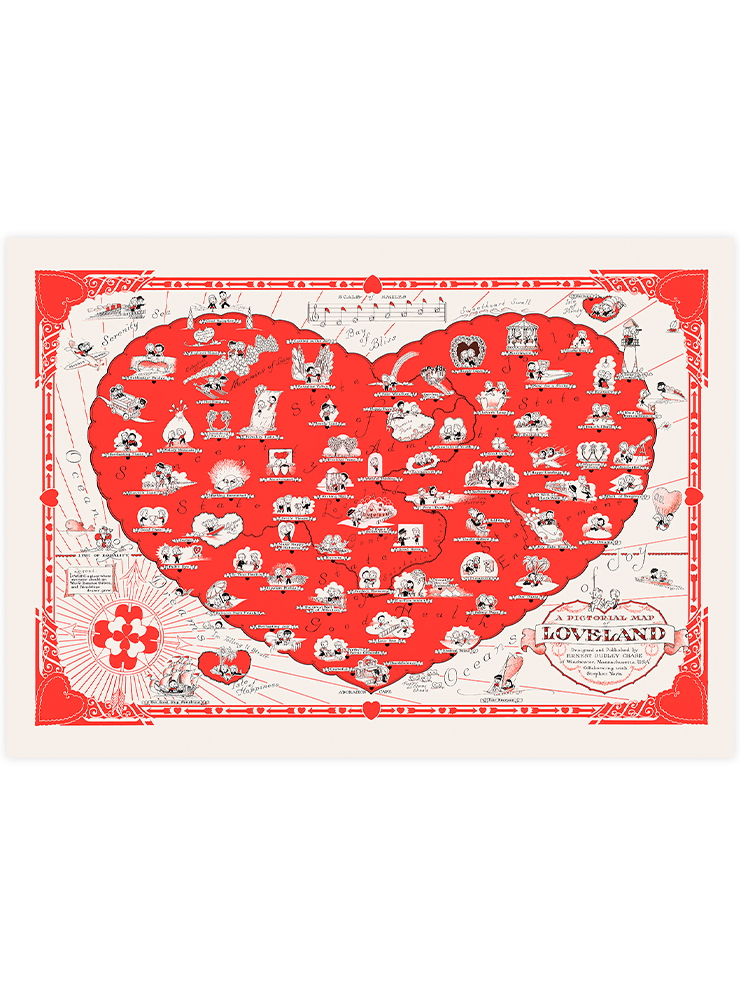 Vintage Sevgi Ülkesi Haritası - Art Print