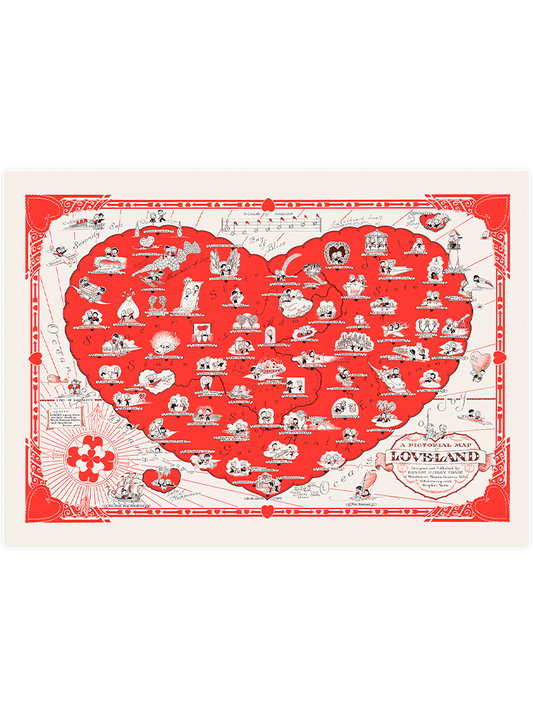 Vintage Sevgi Ülkesi Haritası - Art Print