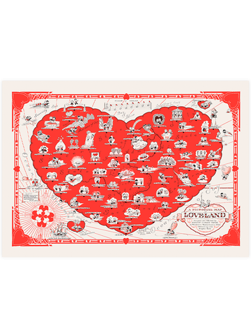 Vintage Sevgi Ülkesi Haritası - Art Print