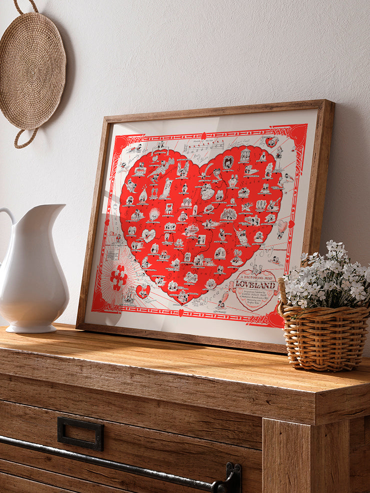 Vintage Sevgi Ülkesi Haritası - Art Print