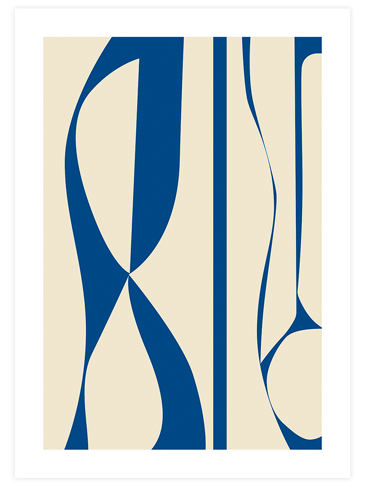 Geometrik Form Bej Mavi N2 - Art Print Sanatsal Poster