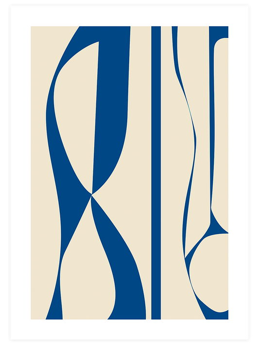 Geometrik Form Bej Mavi N2 Poster - Giclée Baskı