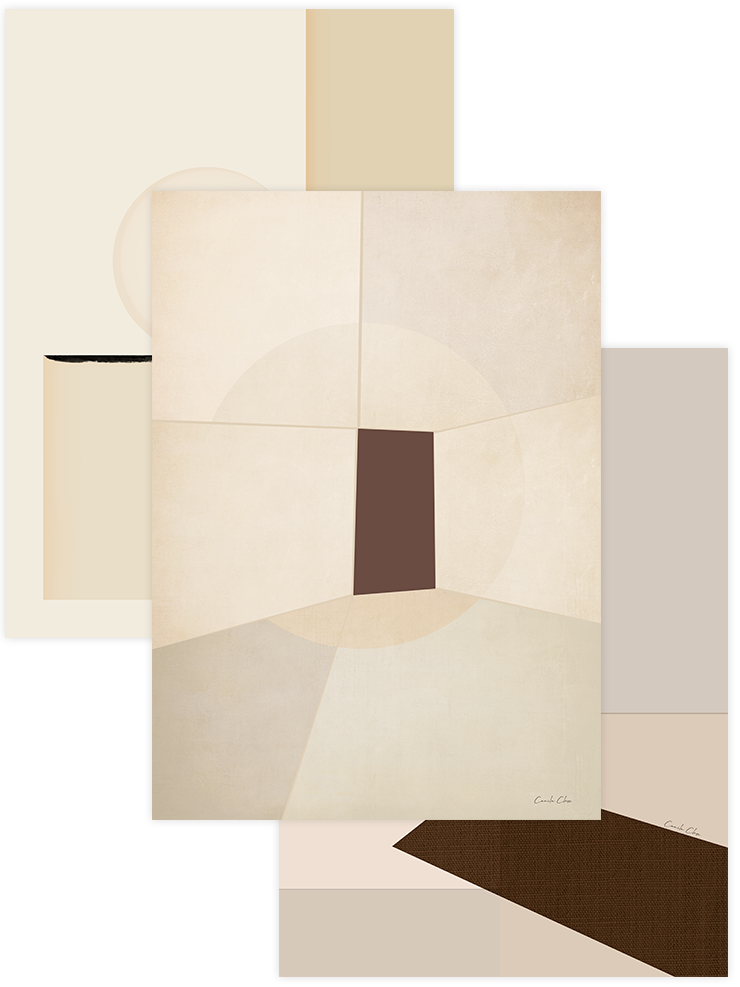 Beige & Brown - Poster Seti Trio Sanatsal Poster