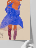 Egon Schiele Standing Girl, Back View - Art Print