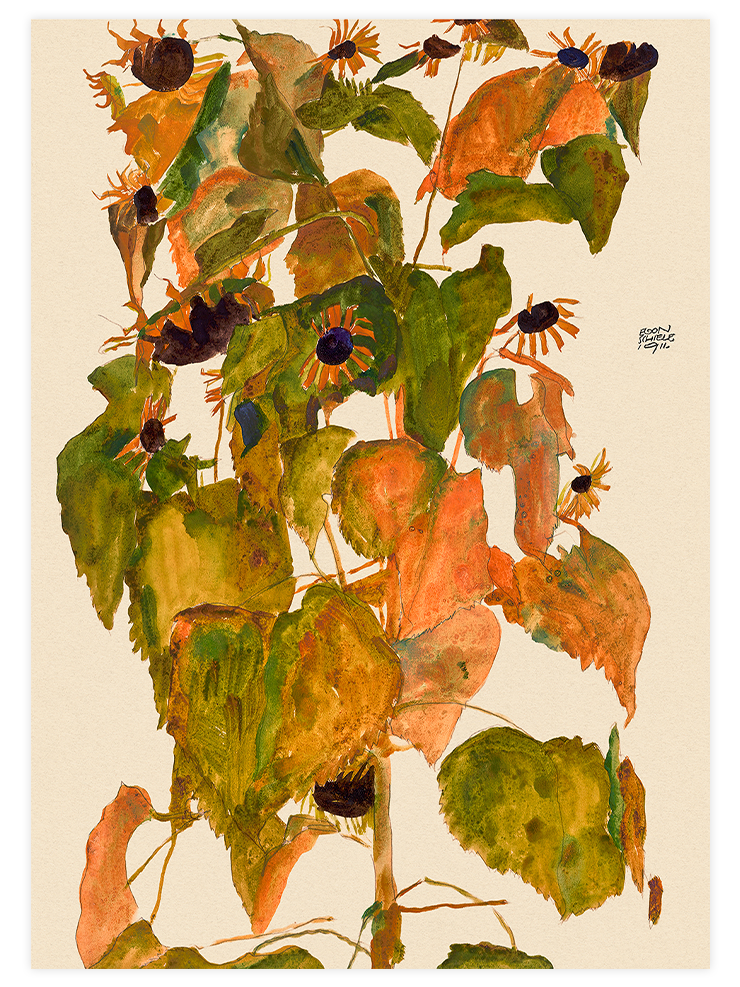 Egon Schiele Sunflowers - Art Print Ürün ana görseli