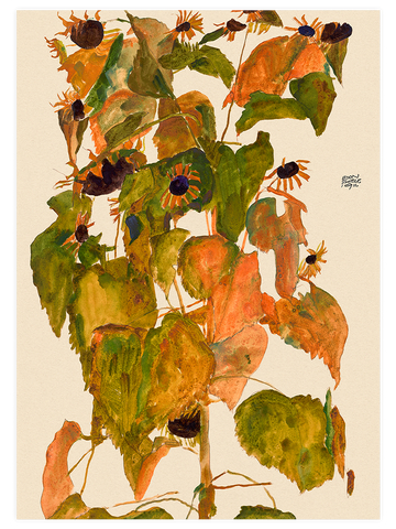 Egon Schiele Sunflowers - Art Print
