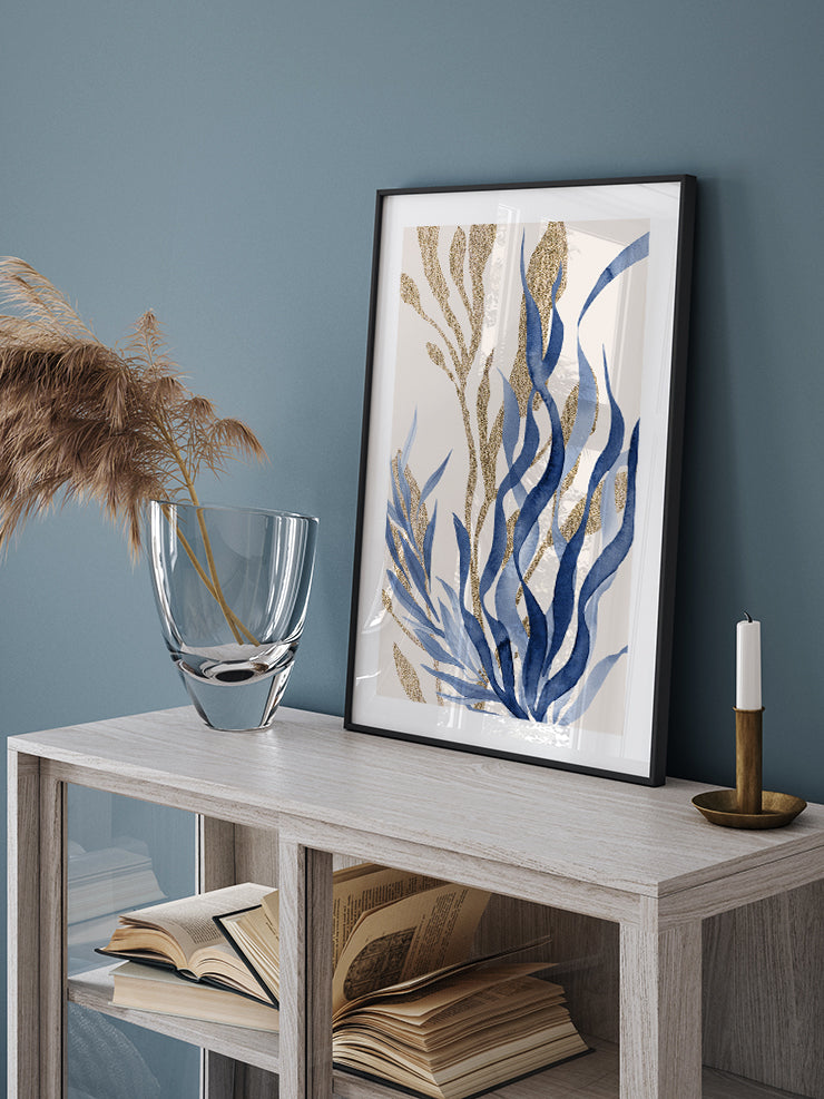 Blue Leaves N2 - Art Print Ürün ikincil görseli