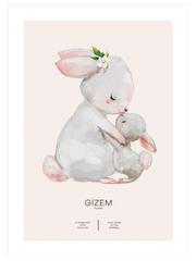 Sevimli Tavşanlar Kişiye Özel Poster - Giclée Baskı