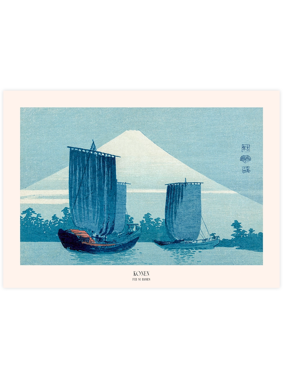 Konen, Sailboats and Mount Fuji - Art Print Ünlü Ressamlar Poster