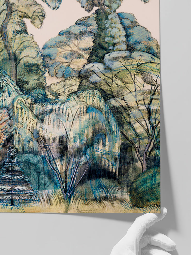 Paul Nash Trees in Bird Garden - Art Print