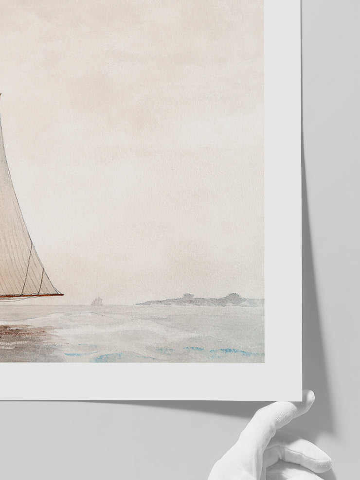Winslow Homer Sailing off Gloucester - Art Print