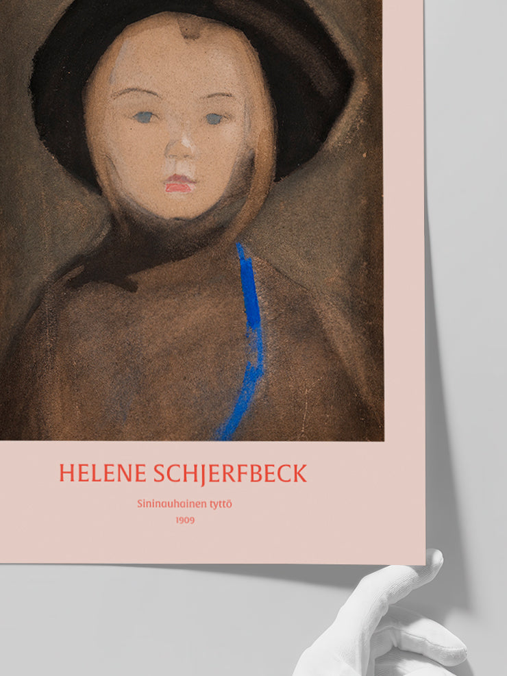 Helene Schjerfbeck Girl with Blue Ribbon - Art Print
