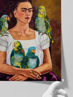 Frida Kahlo Me and My Parrots - Art Print