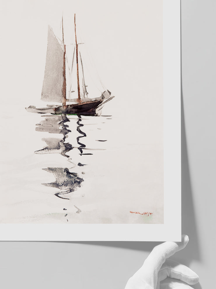 Winslow Homer Two–masted Schooner with Dory - Art Print  Poster