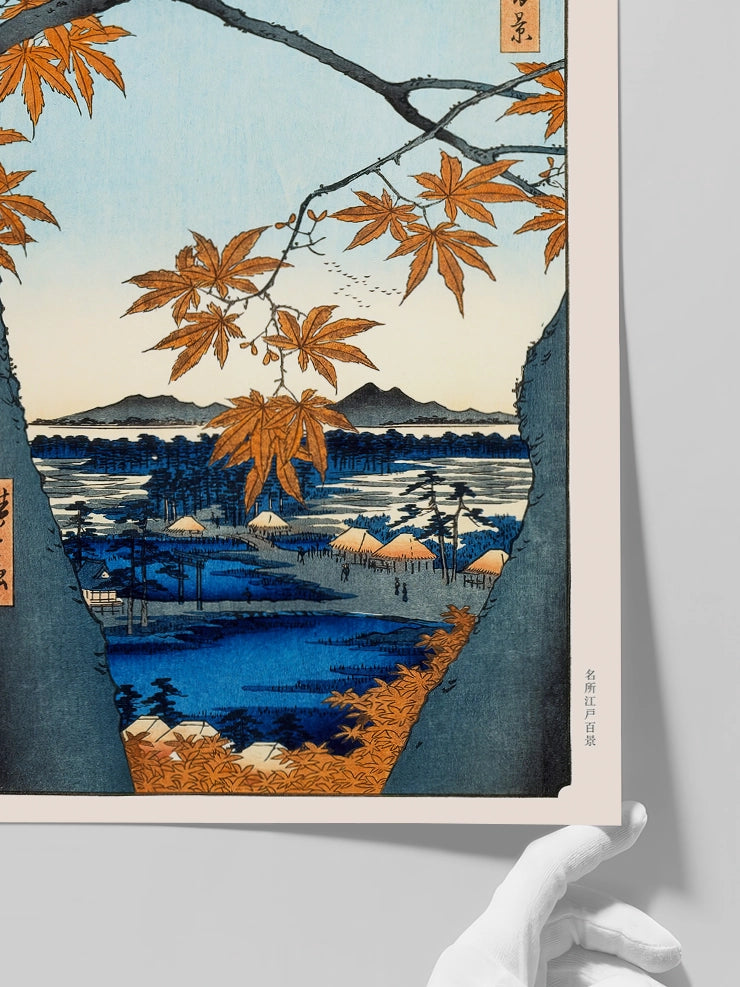 Hiroshige, Maple Trees at Mama - Art Print  Poster