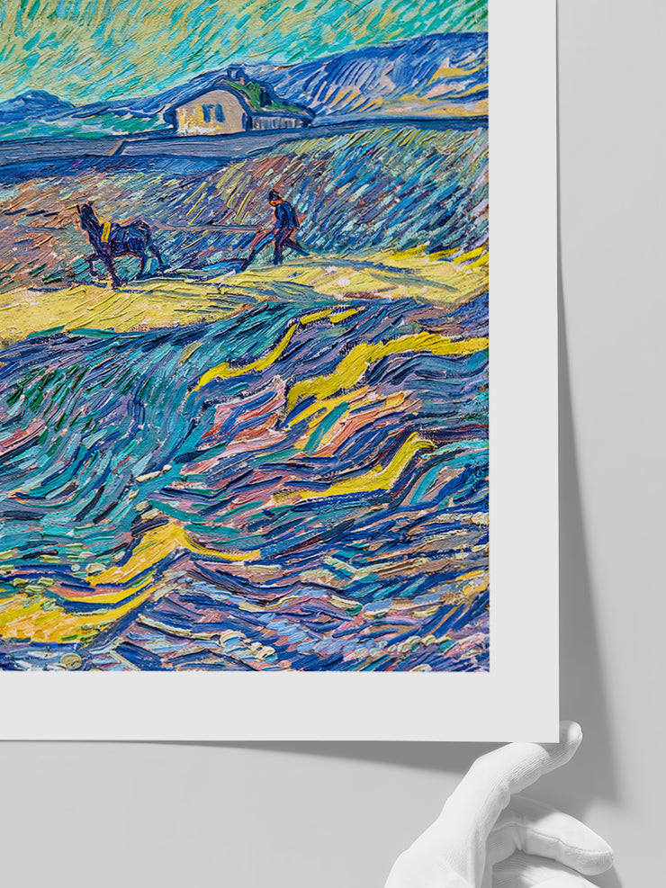 Van Gogh Enclosed Field with Ploughman - Art Print  Poster