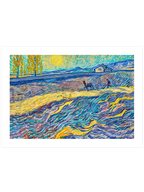 Van Gogh Enclosed Field with Ploughman - Art Print