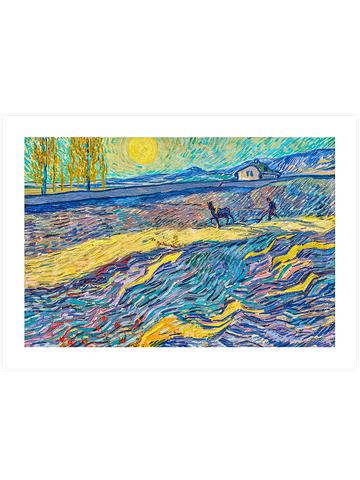 Van Gogh Enclosed Field with Ploughman - Art Print