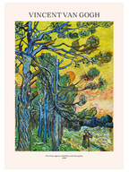 Van Gogh Gün Batımında Kızıl Gökyüzüne Karşı Çam Ağaçları - Art Print