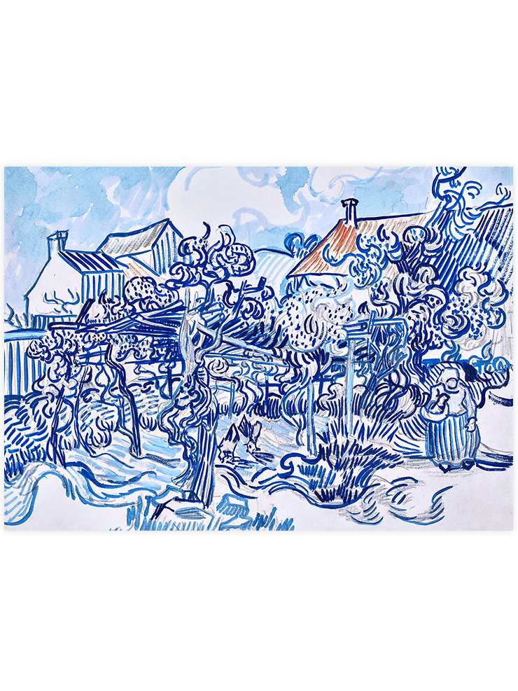 Van Gogh Old Vineyard with Peasant Woman - Art Print