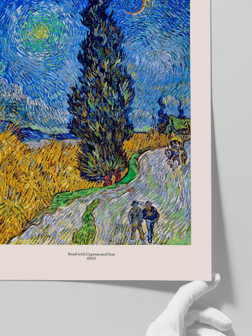 Van Gogh Road with Cypress and Star - Art Print