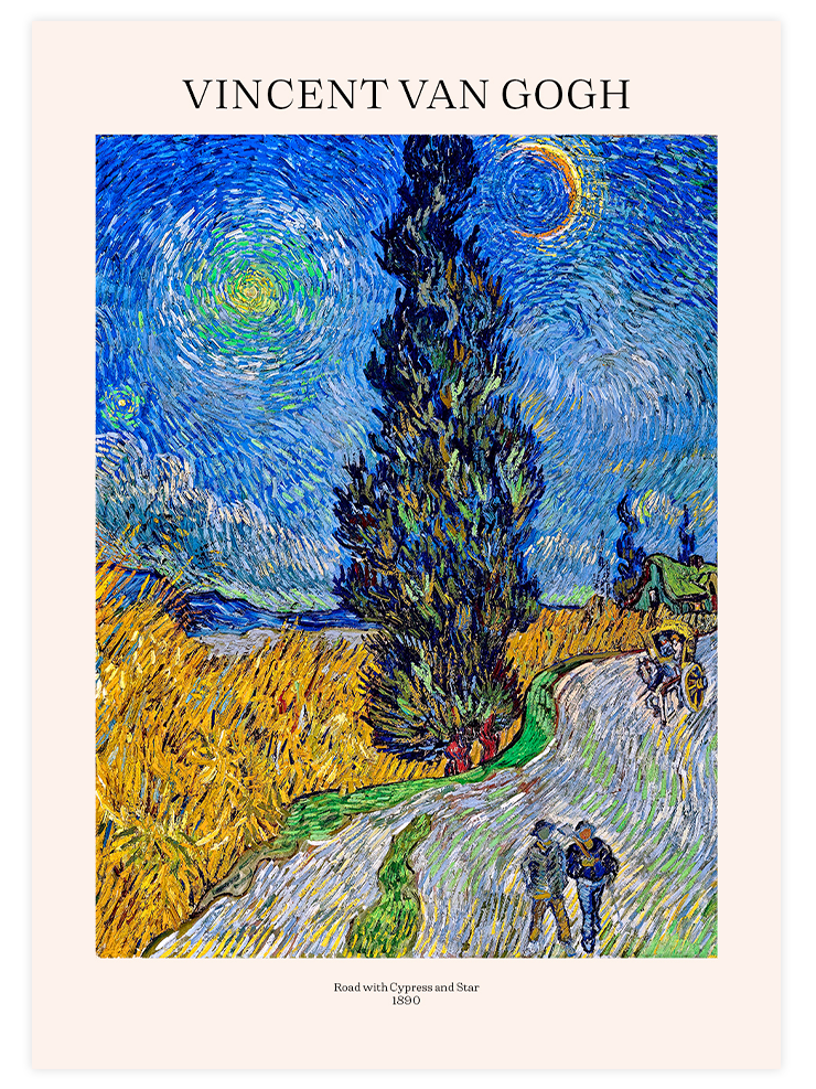 Van Gogh Road with Cypress and Star - Art Print Ürün ana görseli