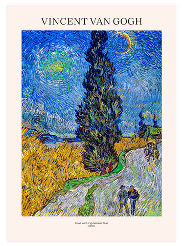 Van Gogh Road with Cypress and Star - Art Print