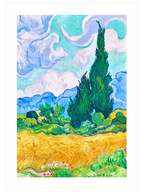 Van Gogh Selvi Ağaçlı Buğday Tarlası - Art Print