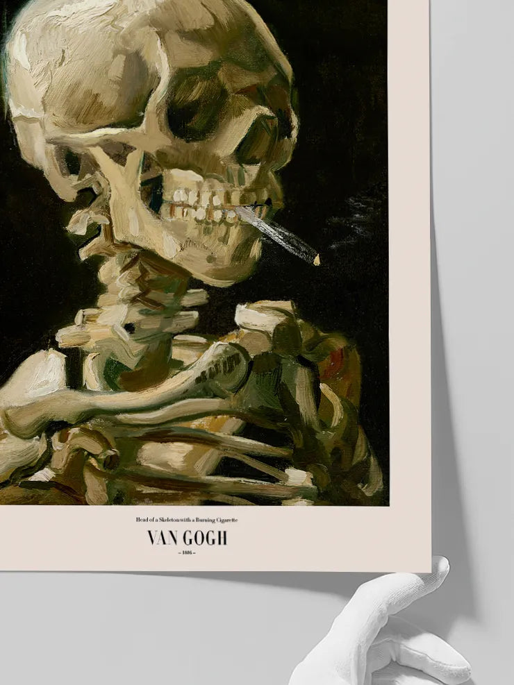 Detail Print Van Gogh Skeleton with a Burning Cigarette